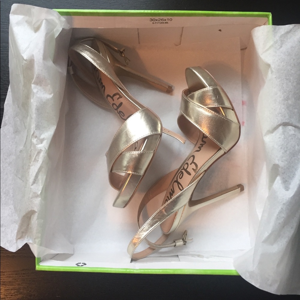 Sam Edelman golden peep toe heel NWB - Picture 6 of 9